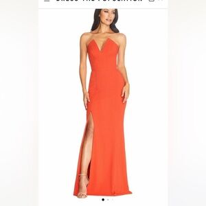 Elegant Orange Sleeveless Dress